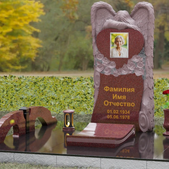 Вертикальный гранитный памятник в Томске, гранит Лезниковский, вид 4