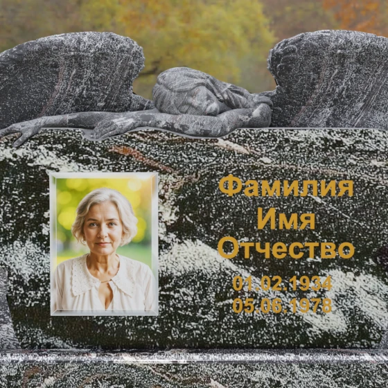 Элитный гранитный горизонтальный памятник в Ставрополе, гранит амфиболит