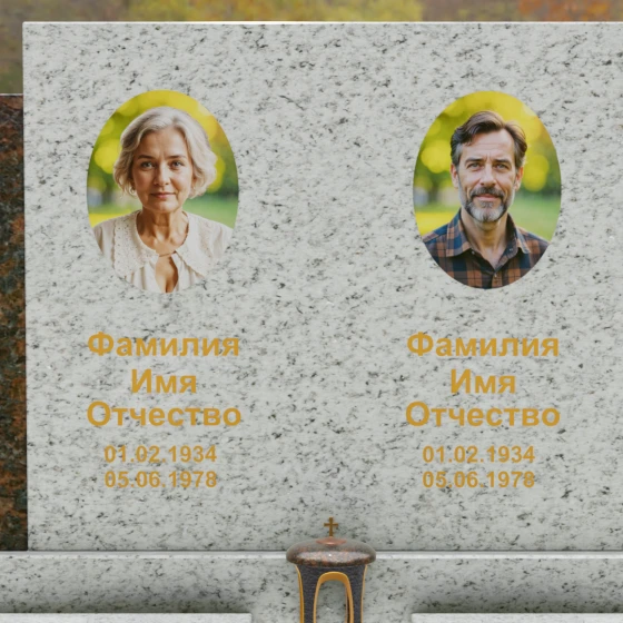 Комбинированный памятник-триптих с полировкой, гранит Мансуровский