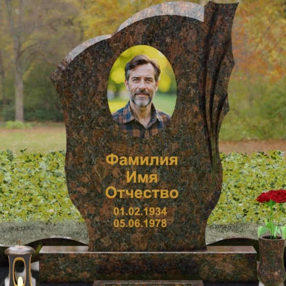 Гранитный вертикальный памятник светский в Барнауле, гранит Дымовский