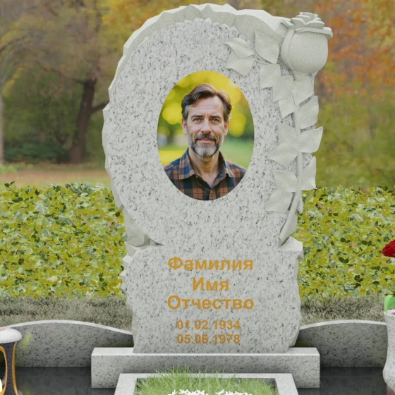 Ритуальное изделие из Гранита с рельефной розой, гранит Мансуровский, в Якутске