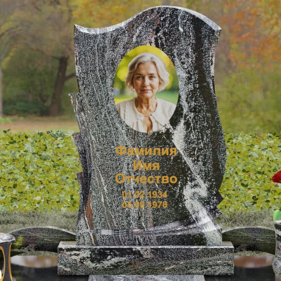 Вертикальная стела из Гранита с каскадной резьбой, гранит амфиболит