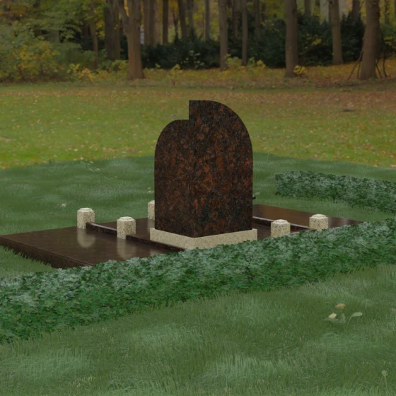 Комбинированный памятник из Гранита с «парусом», гранит Дымовский, вид 3, в Якутске