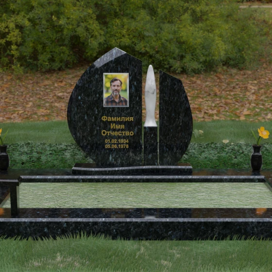 Вертикальный памятник для одного во Владивостоке, гранит Блю Перл