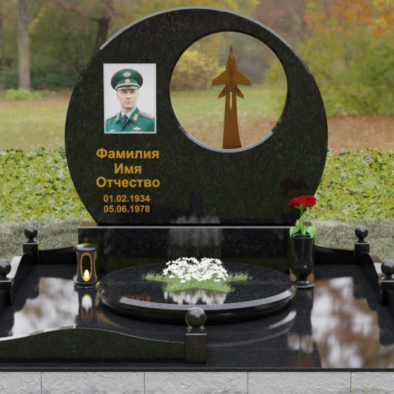 Горизонтальный памятник гранит/металл для одного в Ставрополе, гранит Габбро-диабаз, вид 2
