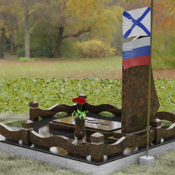 Вертикальный гранитный памятник для одного в Ставрополе, гранит Дымовский, вид 3