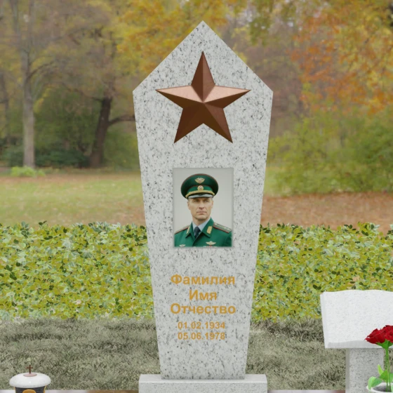 Вертикальный Гранитный памятник на одного в Салехарде, гранит Мансуровский