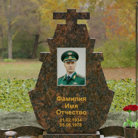 Вертикальный гранитный памятник для одного в Ставрополе, гранит Дымовский