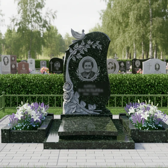 Элитный гранитный памятник — в Ярославле, гранит Балтик грин