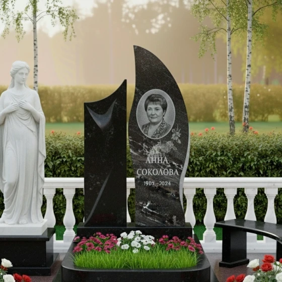 Светский вертикальный памятник из гранита или мрамора в Тюмени, гранит амфиболит