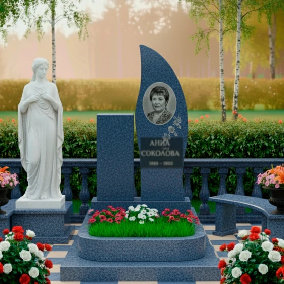 Светский вертикальный памятник из гранита или мрамора в Тюмени, гранит Блю Перл