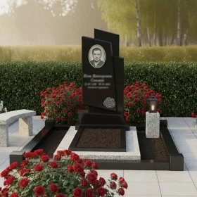 Элитный светский гранитный вертикальный памятник - ПН116