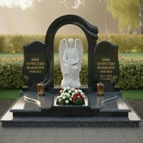 Элитный вертикальный памятник гранит-мрамор - ПН161