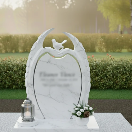 Элитный Гранитный светский вертикальный памятник в Барнауле, мрамор Тассос