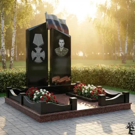 Светский вертикальный Гранитный памятник без креста - ПН405