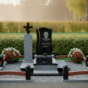 Элитный комбинированный православный памятник со стеклом - ПН428