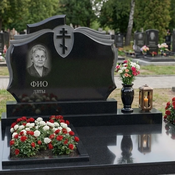 Гранитный мемориальный комплекс с крестом в Ставрополе, гранит Габбро-диабаз
