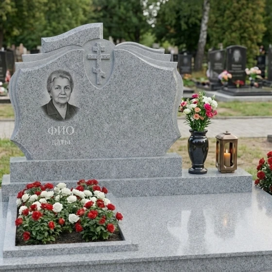 Гранитный мемориальный комплекс с крестом в Ставрополе, гранит Мансуровский