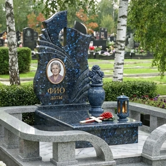 Элитный православный гранитный памятник в Ставрополе, гранит Блю Перл
