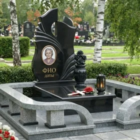 Элитный вертикальный православный гранитный памятник - ПН435