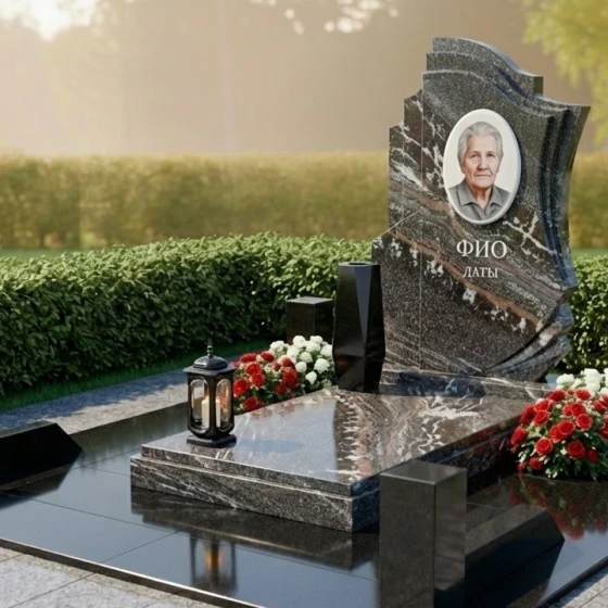 Светский гранитный памятник для мемориального комплекса в Перми, гранит амфиболит
