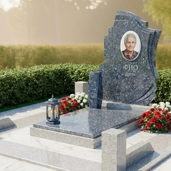 Светский гранитный памятник для мемориального комплекса в Перми, гранит Блю Перл