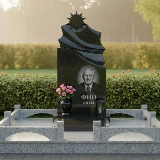 Вертикальный памятник для мемориального комплекса в Ижевске, гранит Габбро-диабаз