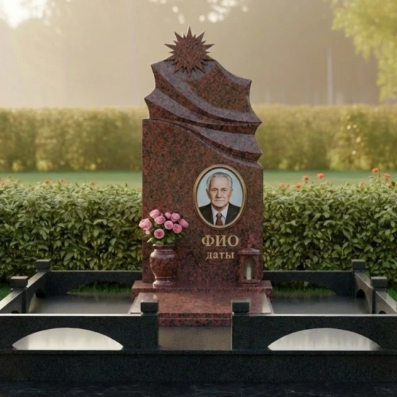 Вертикальный памятник для мемориального комплекса в Ижевске, гранит Лезниковский