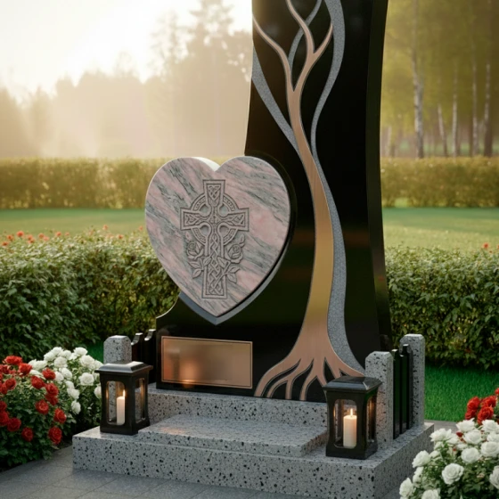 Католический комбинированный памятник в Томске, гранит Габбро-диабаз