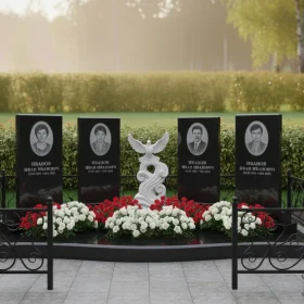 Элитный Вертикальный Гранитно-Мраморный Памятник - ПН675