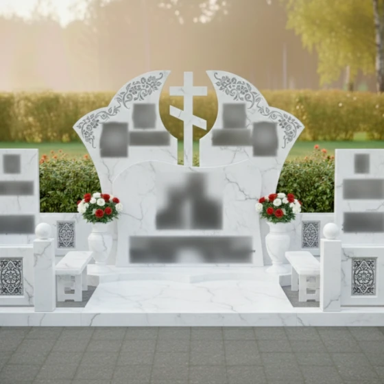 Элитное надгробие в форме раскрытой книги, мрамор Тассос