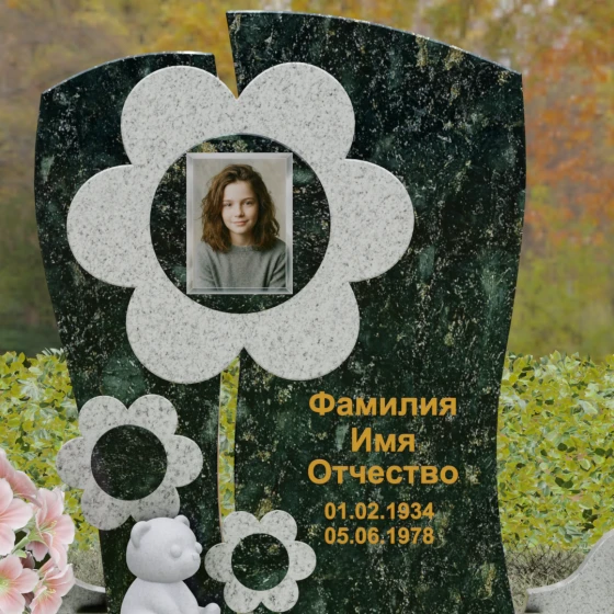 Вертикальный светский памятник на одного в Тольятти, гранит Балтик грин