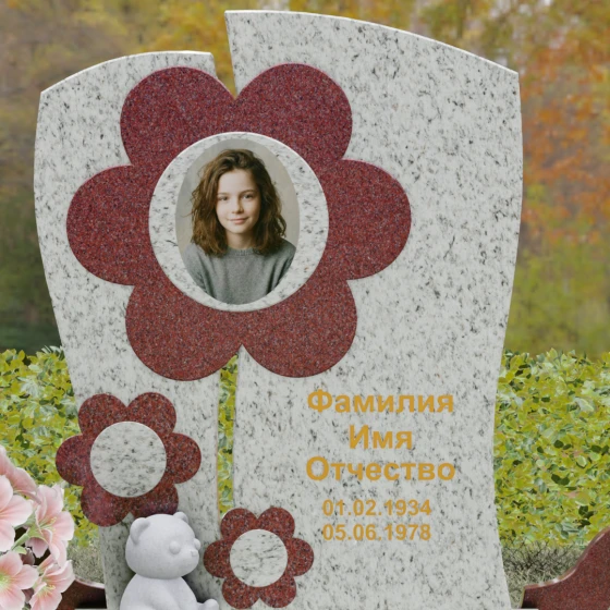 Вертикальный светский памятник на одного в Тольятти, гранит Мансуровский
