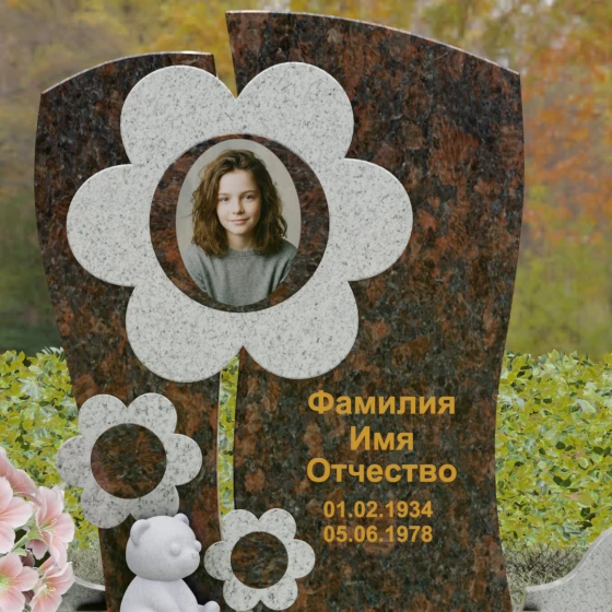 Вертикальный светский памятник на одного в Тольятти, гранит Дымовский