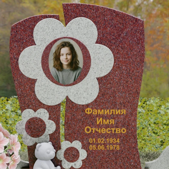 Вертикальный светский памятник на одного в Тольятти, гранит Лезниковский