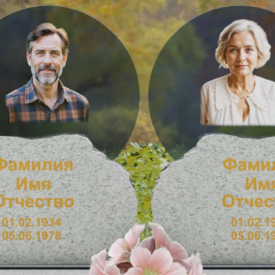 Горизонтальный памятник со скальной обработкой, гранит Мансуровский