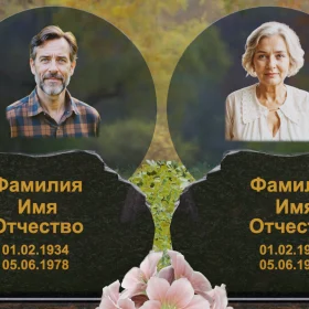 Гранитный горизонтальный памятник на двоих - П245