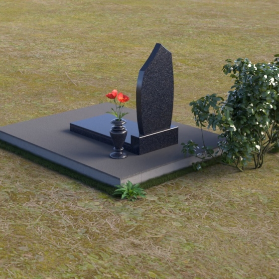 Памятник — стела в форме пламени из гранита, гранит Блю Перл, вид 4