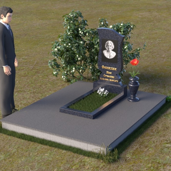 Гранитный мемориал с волнообразной формой, в Якутске
