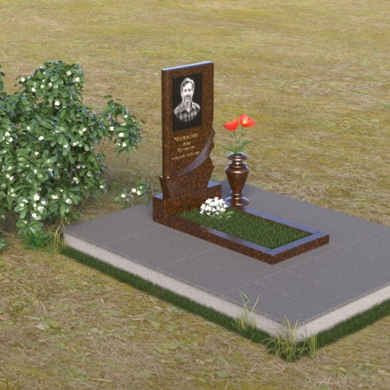 Памятник вертикальный из лезниковского гранита в Казани, гранит Дымовский, вид 2