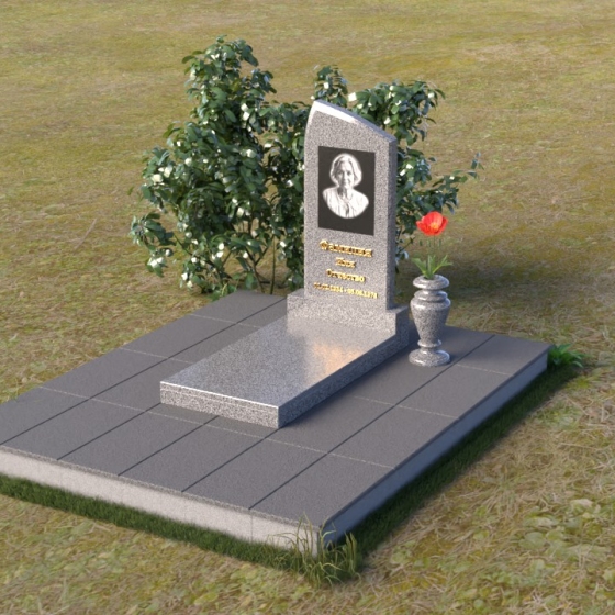 Памятник вертикальный из гранита блю перл в Новокузнецке, гранит Мансуровский