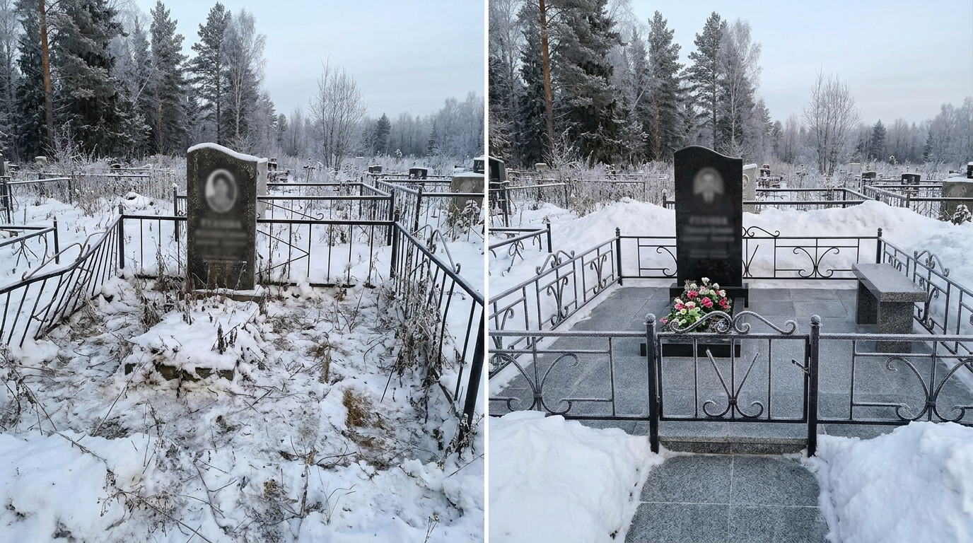 Благоустройство могилы в Тюмени — пример 1