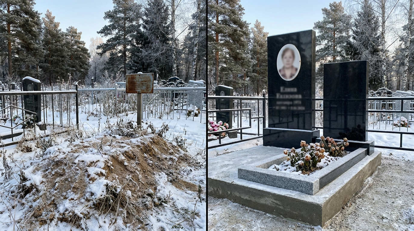 Установка памятника в Тюмени — пример 2